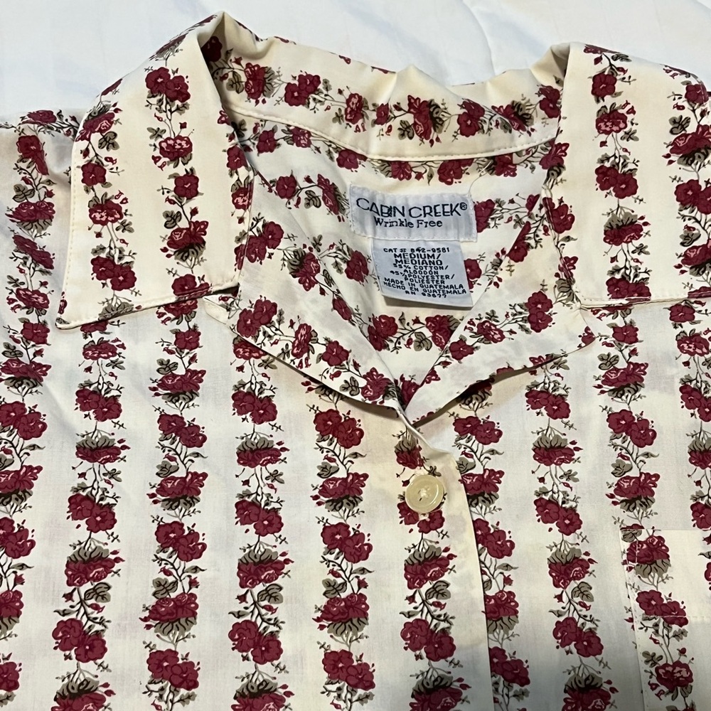 Vintage Floral Collard Button Front Blouse